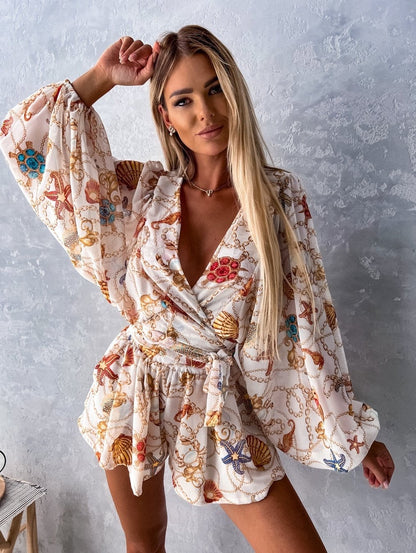 Women's Two-Piece Flowy Shorts Blouse Set