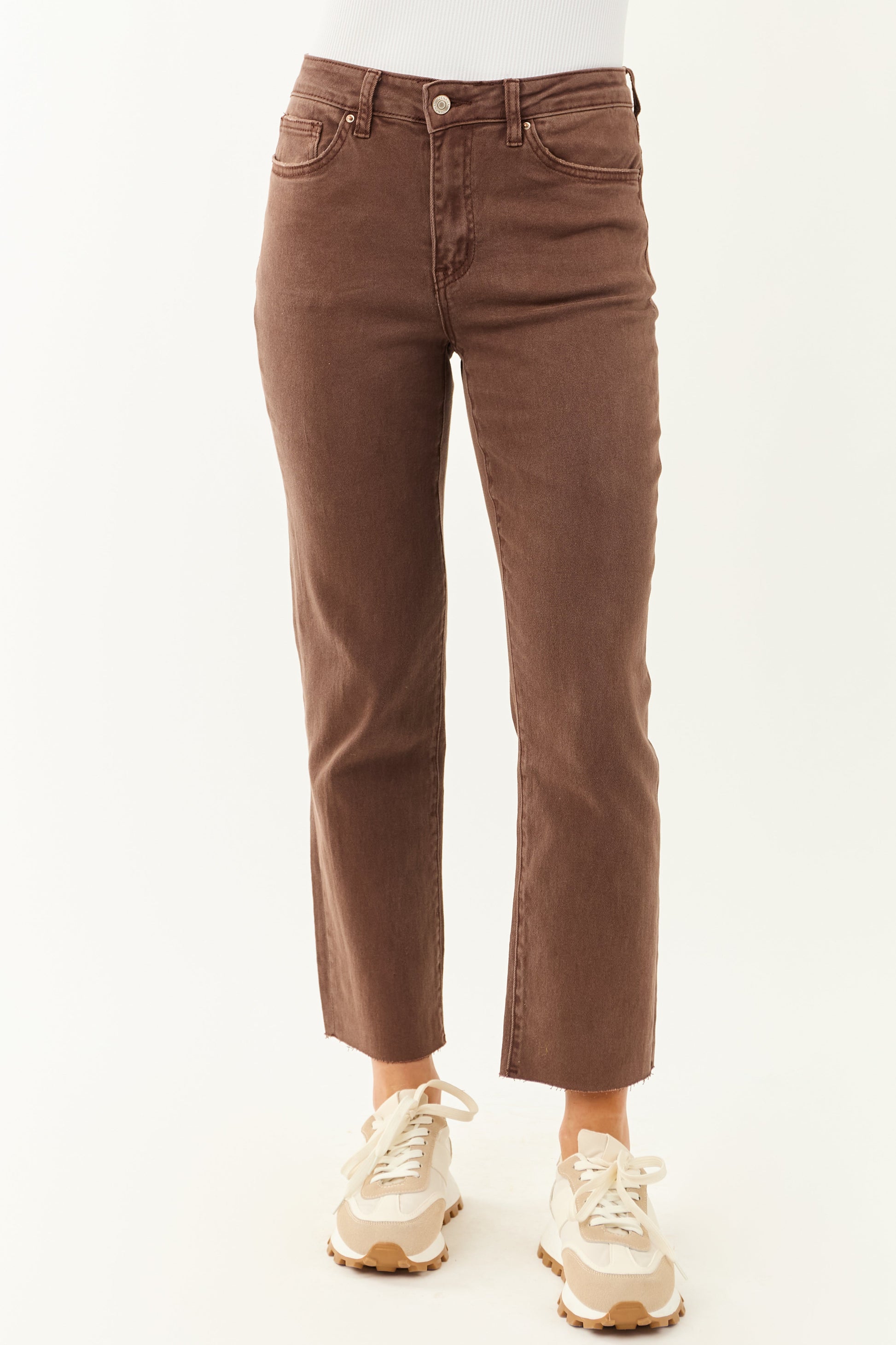 Women's High Rise Straight Jeans Stretchy Dark Blue - Vonnera