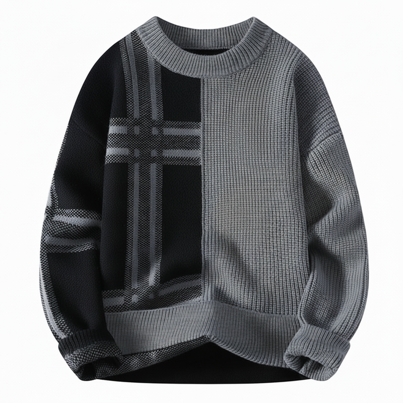 Men's Plaid Color Block Sweater - Vonnera