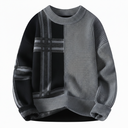 Men's Plaid Color Block Sweater - Vonnera