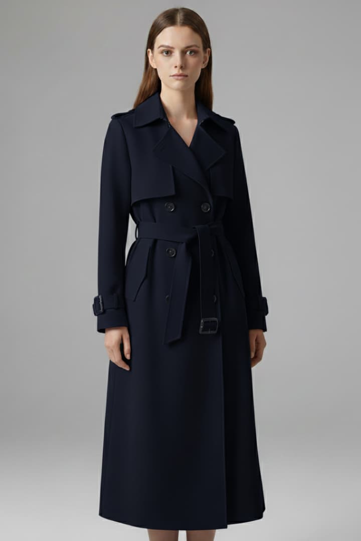 Women's Trench Coat Belted Button Front