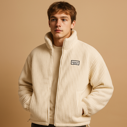 Men’s corduroy jacket with cotton lining and comfortable fit, suitable for cold days, casual outfits, and everyday wear.