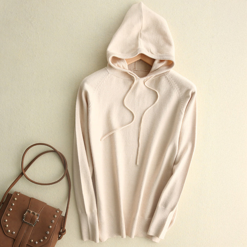 Relaxed Fit Women's Hoodie Drawstring Ribbed Cuffs