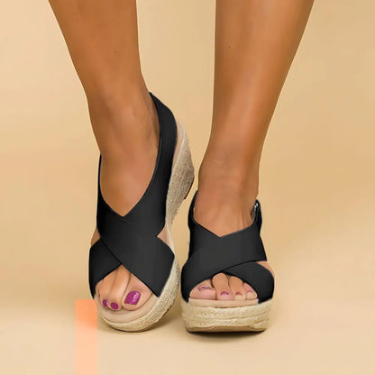 Criss-Cross Espadrille Wedge Sandals for Women – Stylish & Comfortable