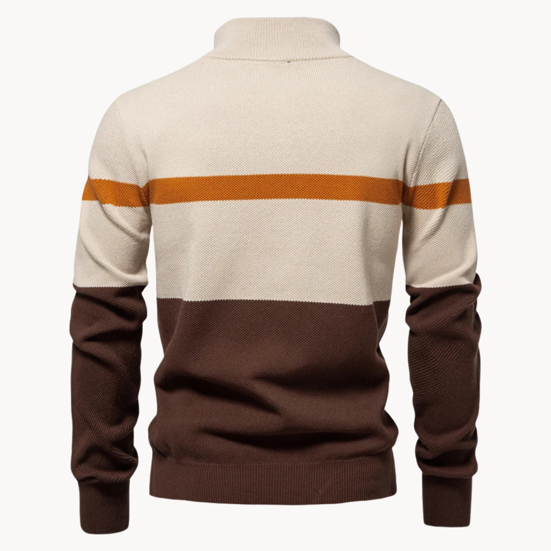 Men's Color Block Quarter-Zip Sweater Acrylic Casual Wear