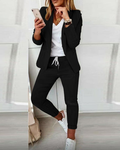 Women's Blazer And Drawstring Pants Set