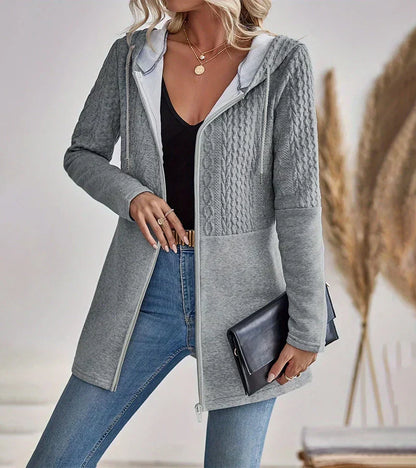 Women's Hooded Jacket Longline Adjustable Drawstrings