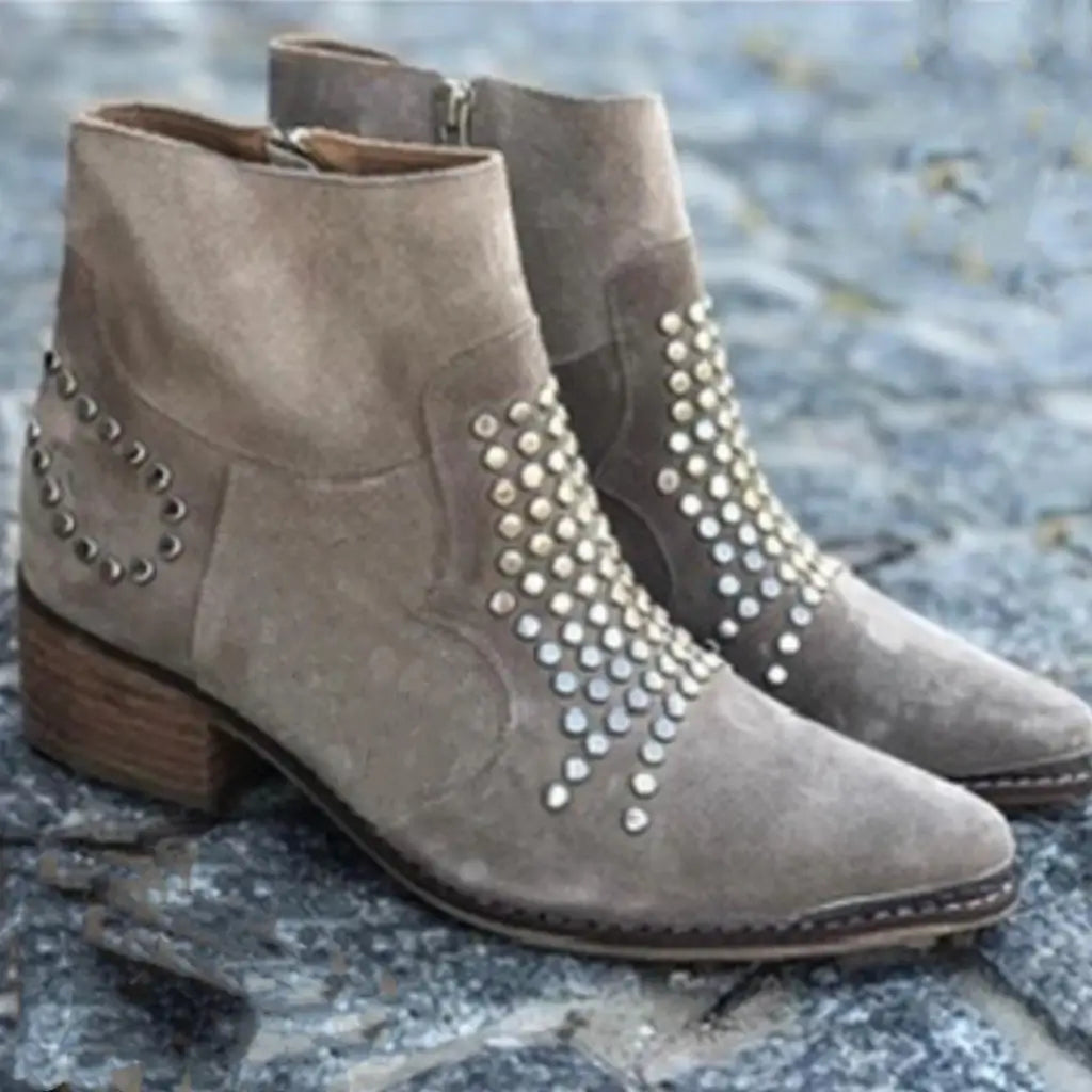 Women's Block Heel Boots Stud Detail