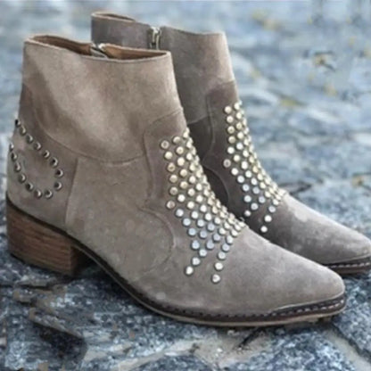 Women's Block Heel Boots Stud Detail