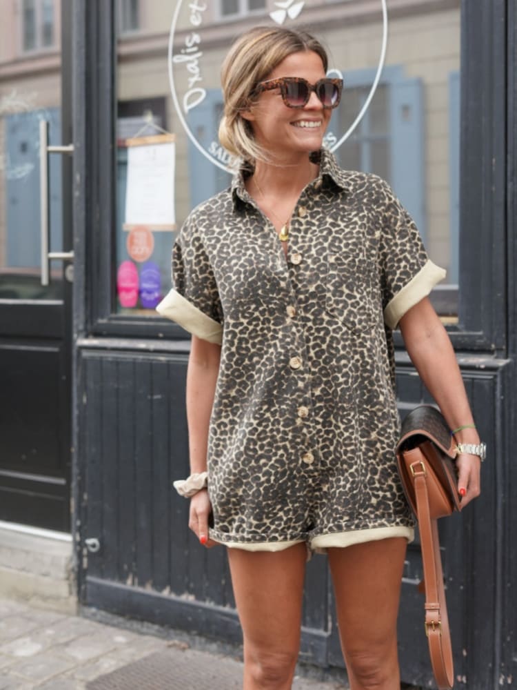 Women's Mini Cheetah Print Romper Casual