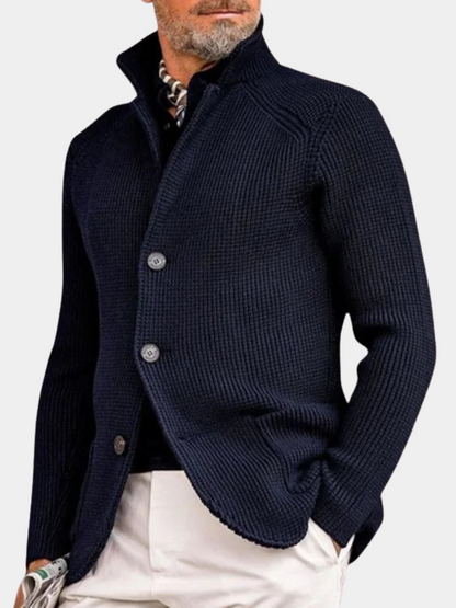 Men's Button Front Cardigan Stand Collar - Vonnera