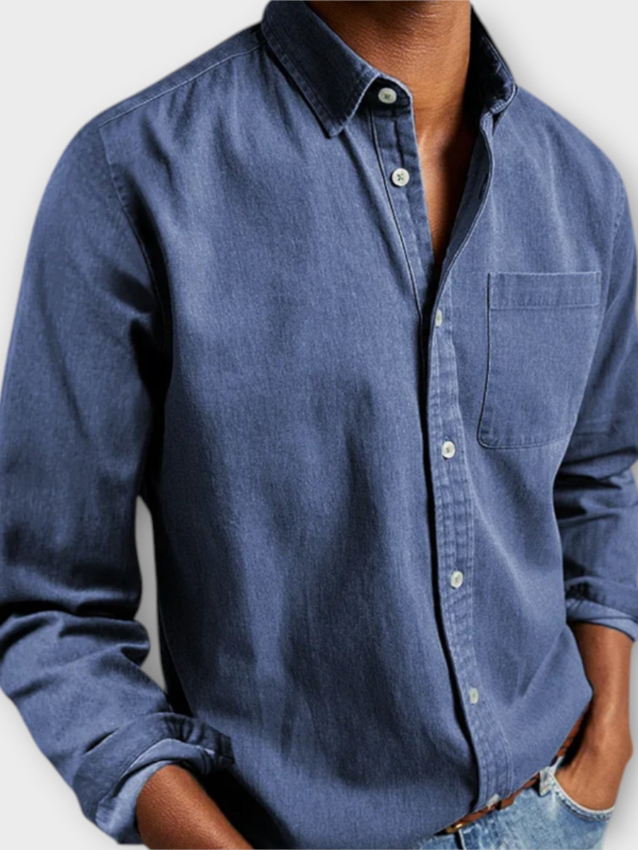 Men's Long-Sleeve Dress Shirt With Chest Pocket - Vonnera
