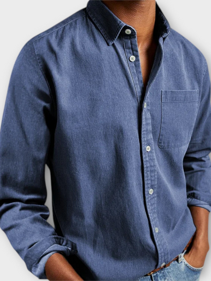 Men's Long-Sleeve Dress Shirt With Chest Pocket - Vonnera