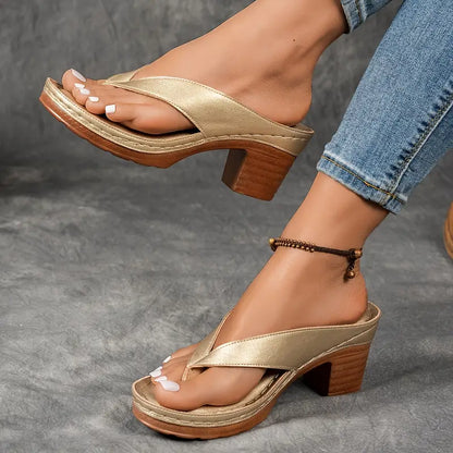 Women's Platform Sandals Block Heel Thong