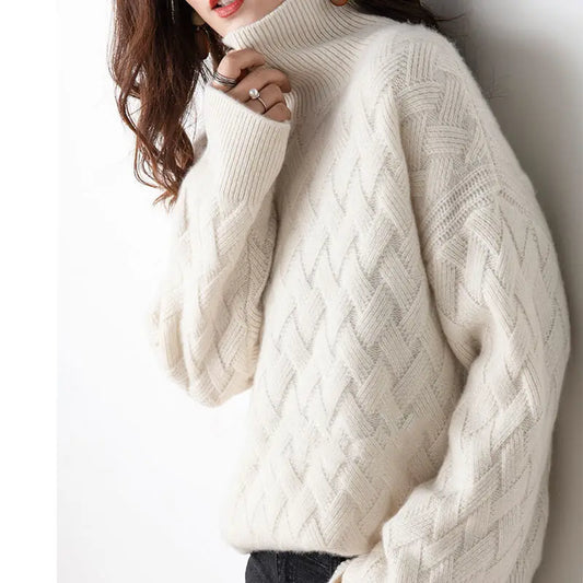 Women's Turtleneck Sweater Acrylic Autumn Beige - Vonnera
