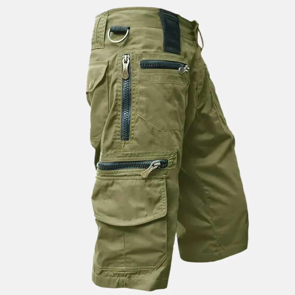 Men's Cargo Shorts Knee-Length Cotton Beige
