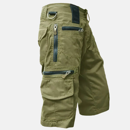 Men's Cargo Shorts Knee-Length Cotton Beige