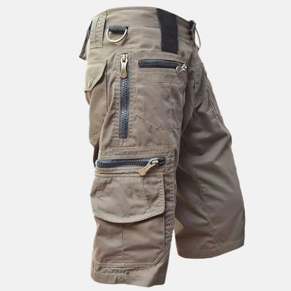 Men's Cargo Shorts Knee-Length Cotton Beige