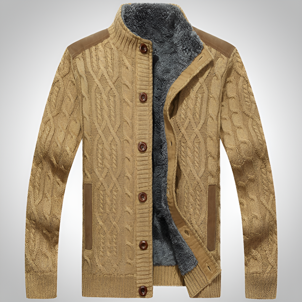 Men's Knit Jacket Plush Lined Warm - Vonnera