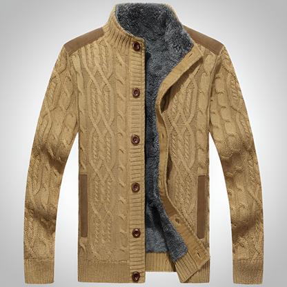 Men's Knit Jacket Plush Lined Warm - Vonnera