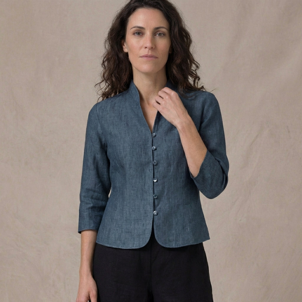 Women's Mandarin Collar Blouse Elegant Cotton