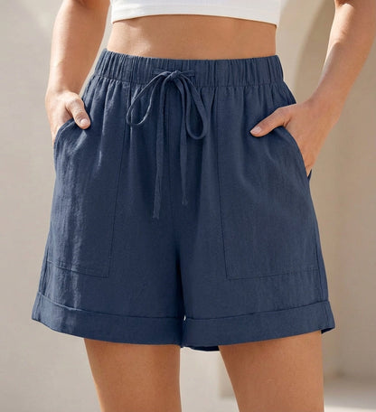 Relaxed Fit Drawstring Shorts Cotton with Pockets