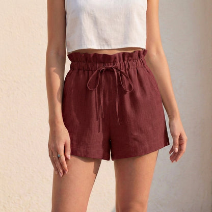 Women's Relaxed Fit Paperbag Shorts Drawstring Waist