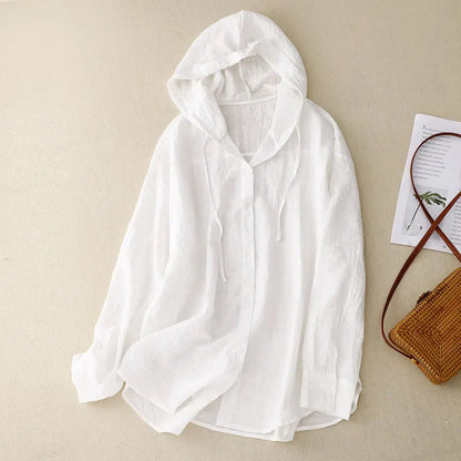 Women's Long Sleeved Hooded Blouse