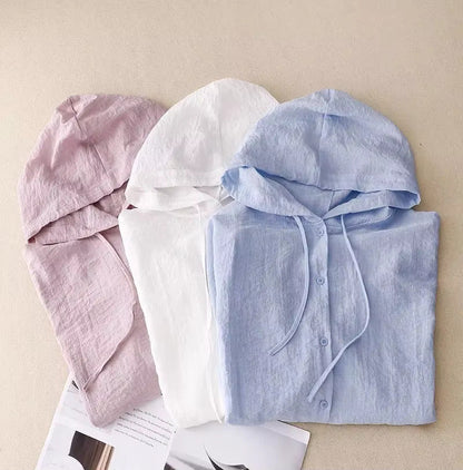 Women's Long Sleeved Hooded Blouse
