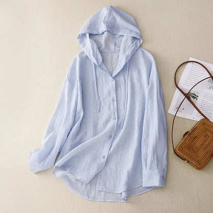 Women's Long Sleeved Hooded Blouse - Vonnera