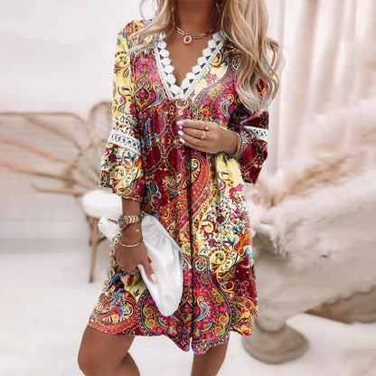 Women's Loose Fit Printed Dress