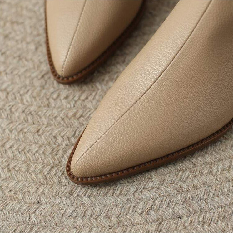 Women's Pointed Ankle Boots Slip On Heel