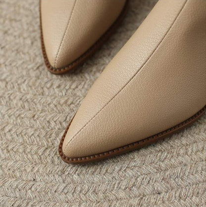 Women's Pointed Ankle Boots Slip On Heel