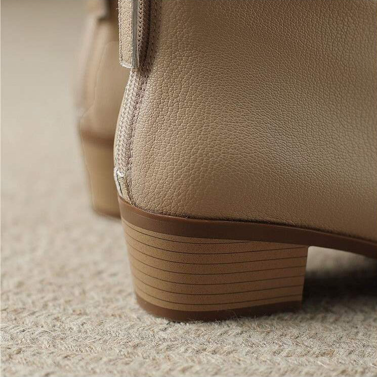 Women's Pointed Ankle Boots Slip On Heel