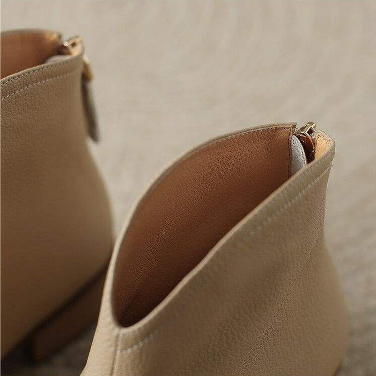 Women's Pointed Ankle Boots Slip On Heel