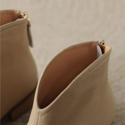 Women's Pointed Ankle Boots Slip On Heel