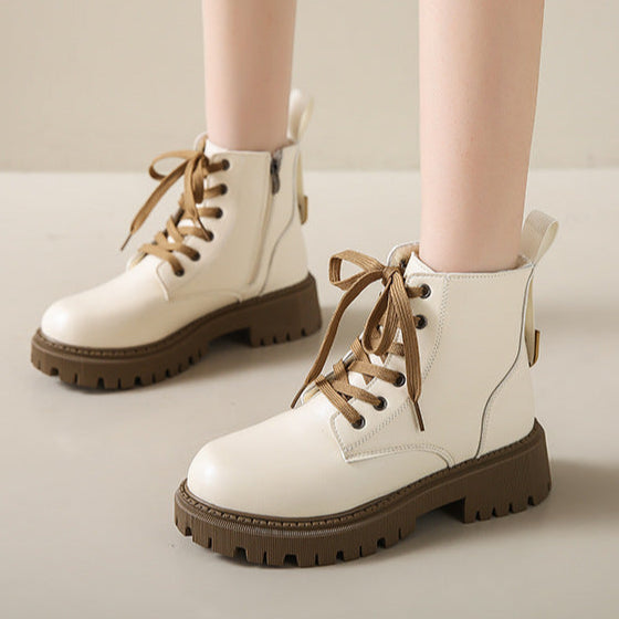 Women's Ankle Boots Side Zipper Lace Up - Vonnera