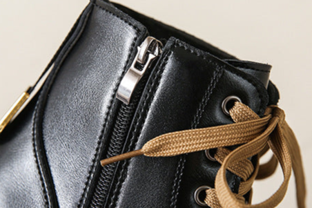 Women's Ankle Boots Side Zipper Lace Up