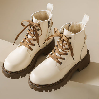 Women's Ankle Boots Side Zipper Lace Up