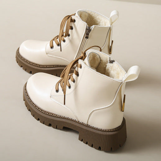 Women's Round Toe Boots Side Zipper