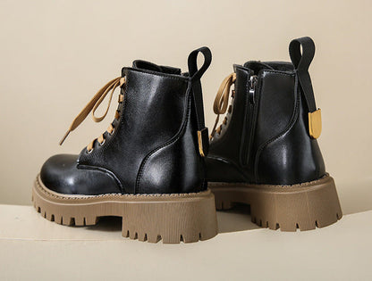 Women's Ankle Boots Side Zipper Lace Up