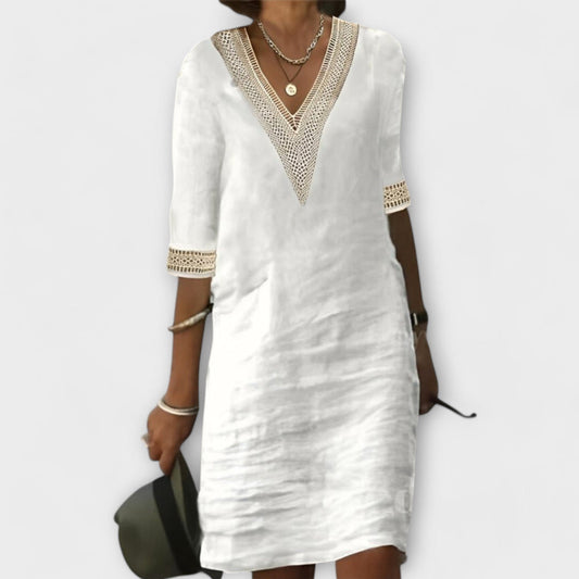 Women's V-Neck Crochet Dress - Vonnera