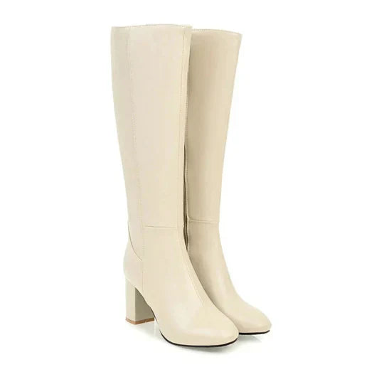 Women's Knee High Heeled Boots Zipper Closure