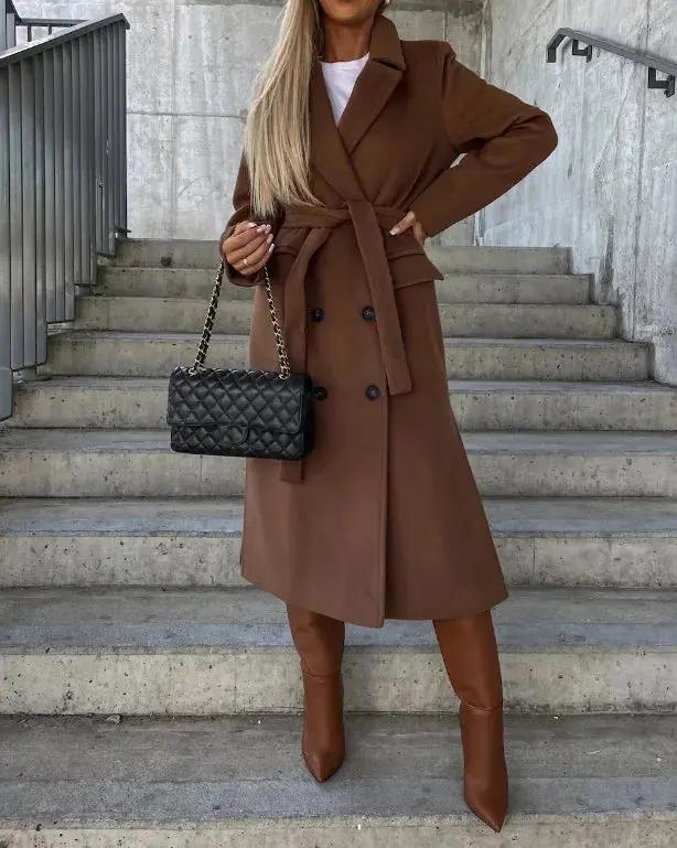 Double-Breasted Winter Coat for Women – Elegant & Structured-Caliboot