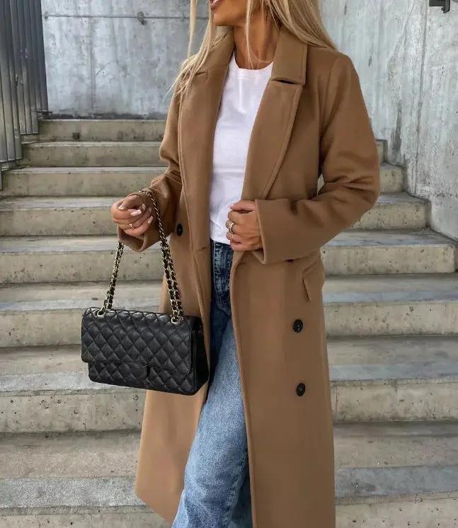 Double-Breasted Winter Coat for Women – Elegant & Structured-Caliboot