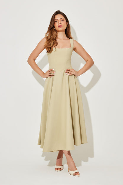 Women's Sleeveless Square Neck Midi Dress