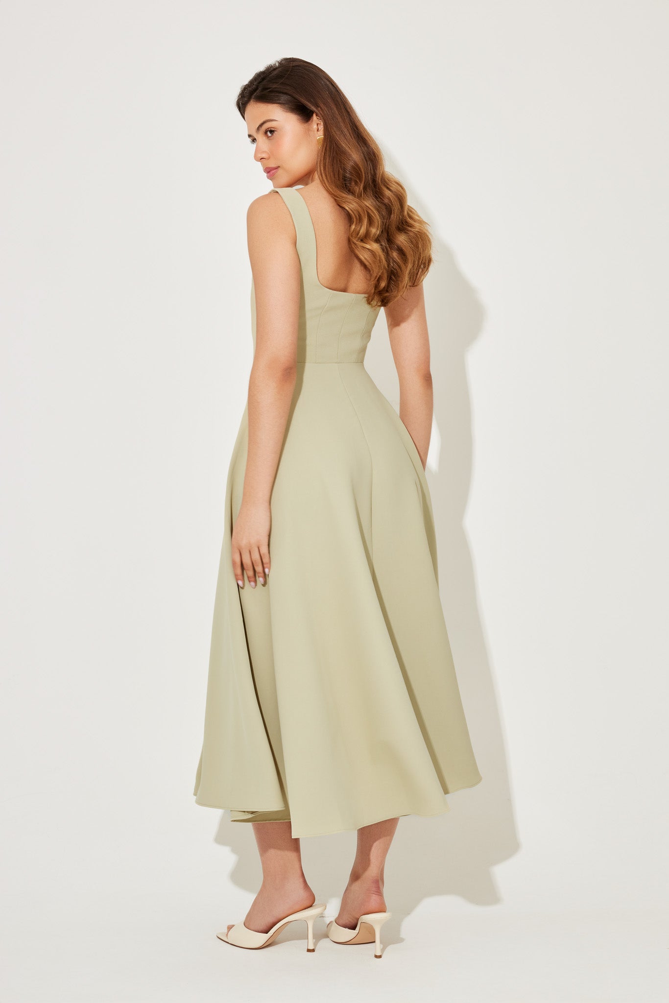 Women's Sleeveless Square Neck Midi Dress