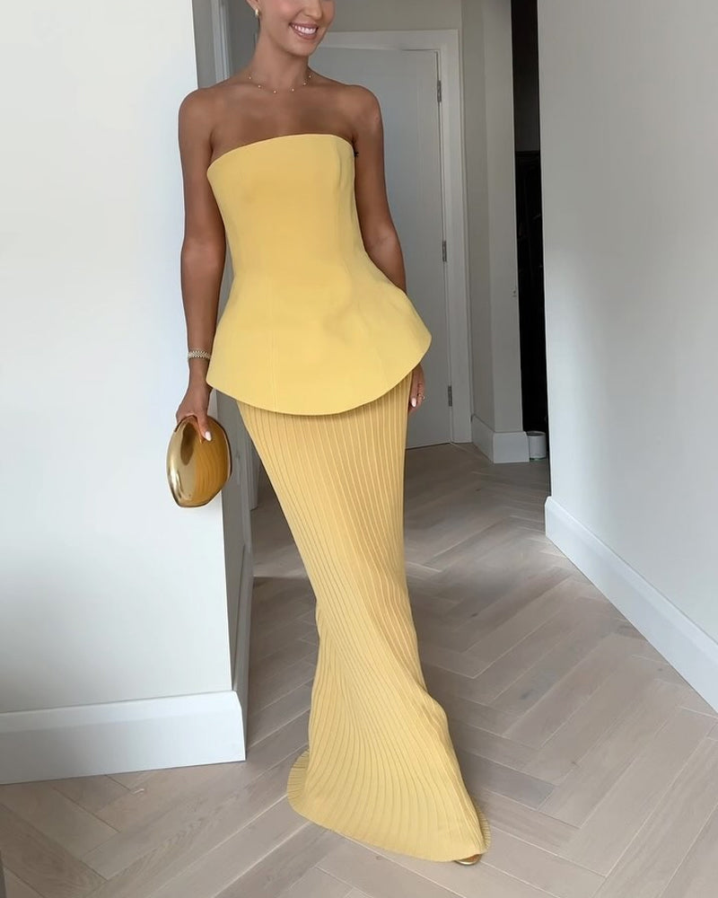 Strapless Maxi Dress Elegant Floor Length - Vonnera