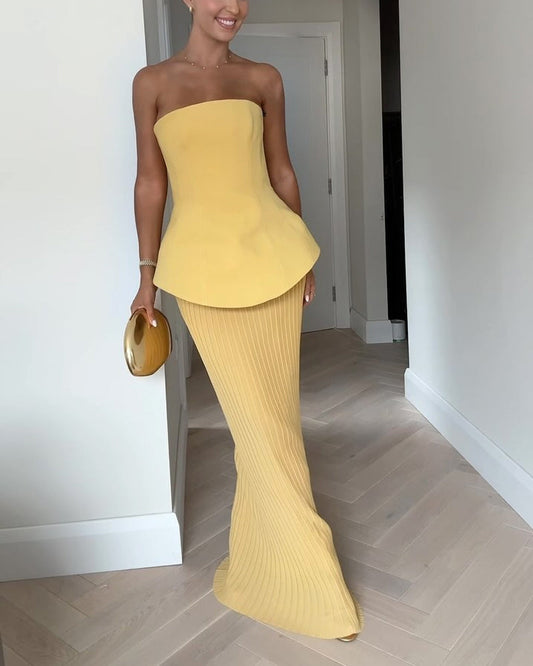 Strapless Maxi Dress Elegant Floor Length - Vonnera