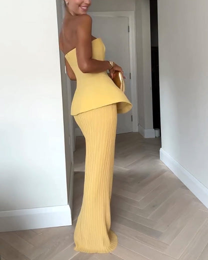 Strapless Maxi Dress Elegant Floor Length